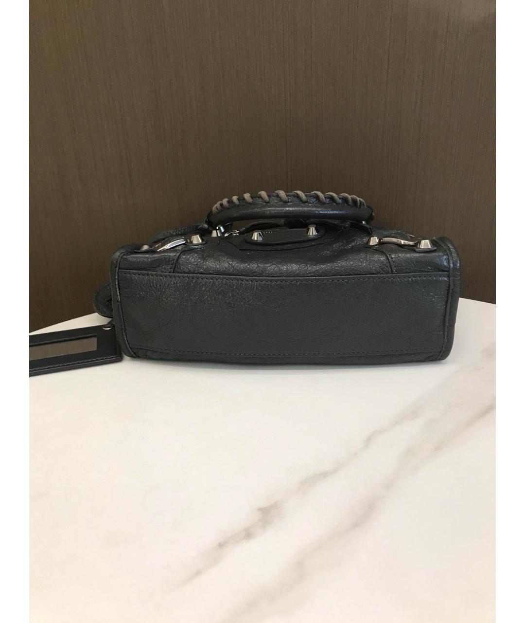 BALENCIAGA Серая кожаная сумка с короткими ручками, фото 5