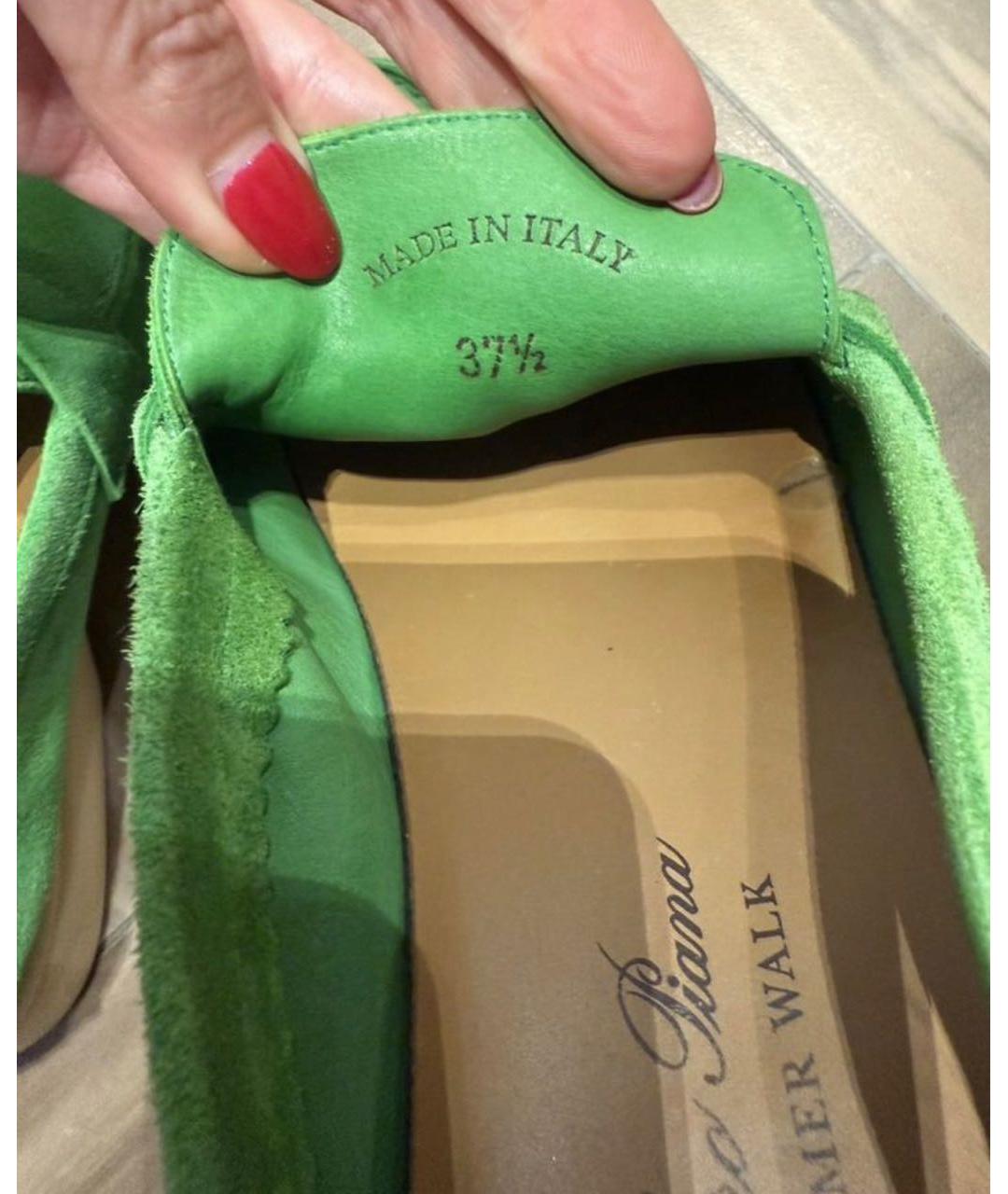 LORO PIANA Зеленые замшевые лоферы, фото 3