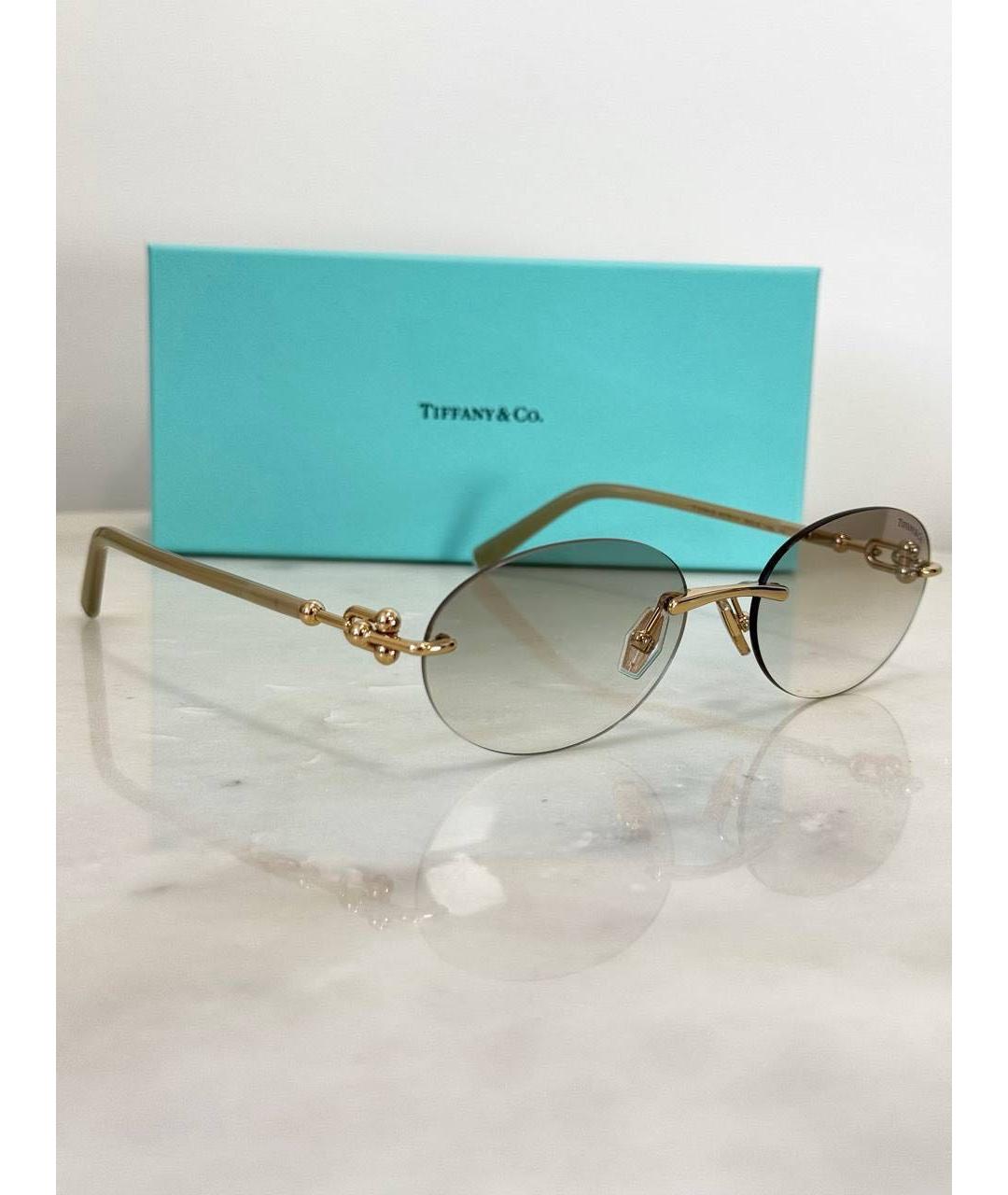 TIFFANY&CO Бежевые металлические солнцезащитные очки, фото 7