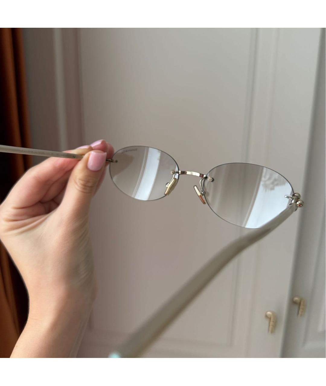 TIFFANY&CO Бежевые металлические солнцезащитные очки, фото 6