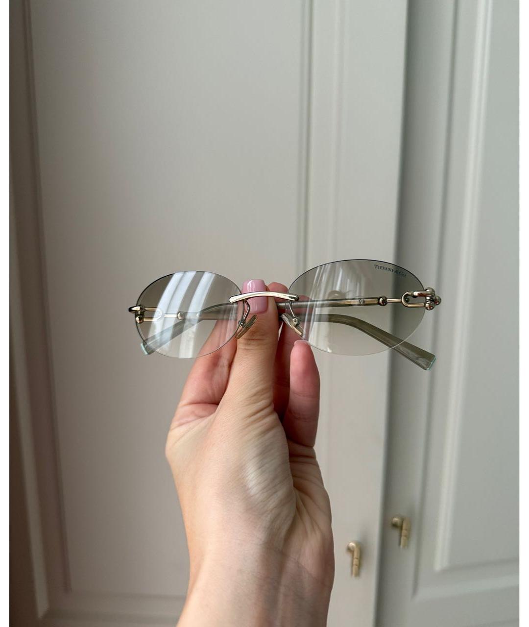 TIFFANY&CO Бежевые металлические солнцезащитные очки, фото 3