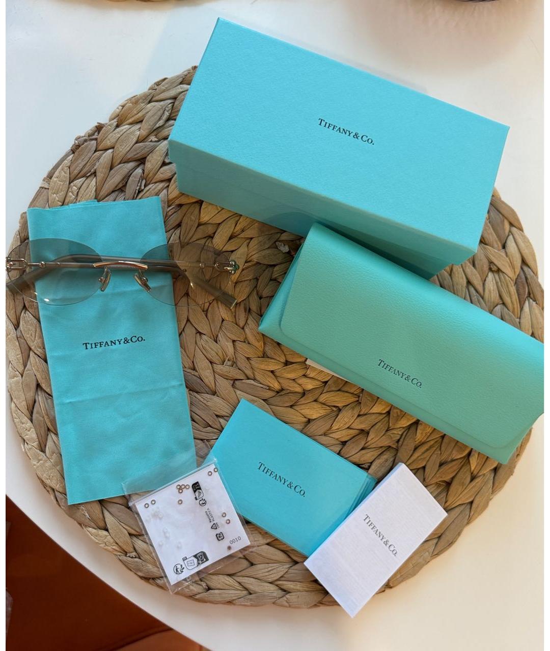 TIFFANY&CO Бежевые металлические солнцезащитные очки, фото 2