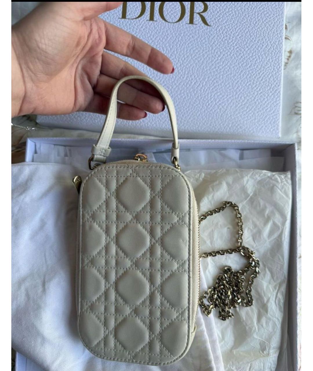 CHRISTIAN DIOR Белая кожаная сумка через плечо, фото 7