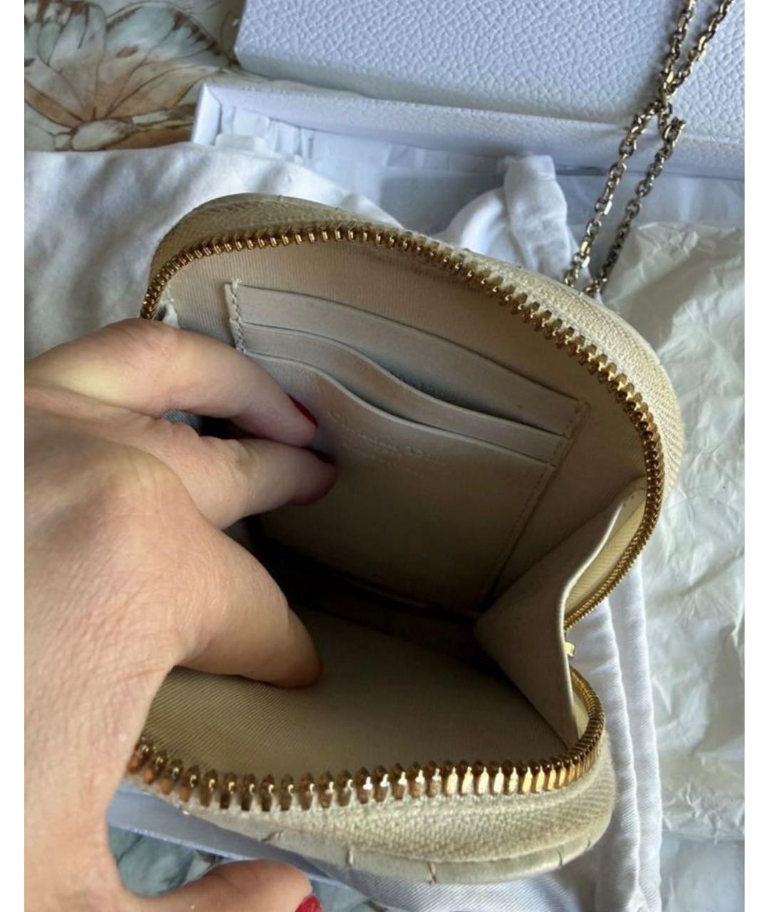 CHRISTIAN DIOR Белая кожаная сумка через плечо, фото 4