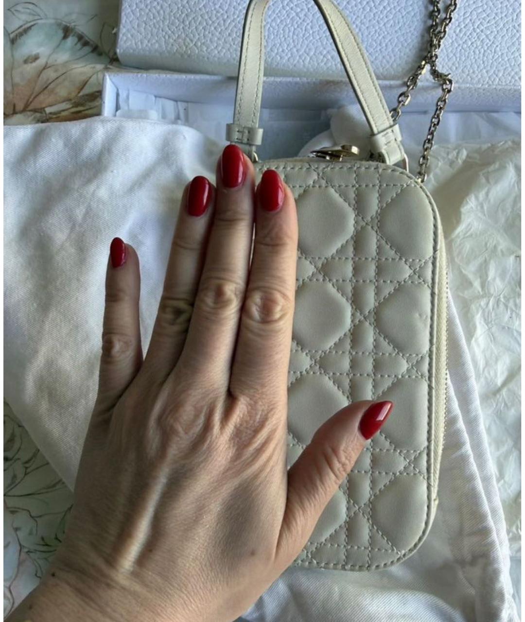 CHRISTIAN DIOR Белая кожаная сумка через плечо, фото 3