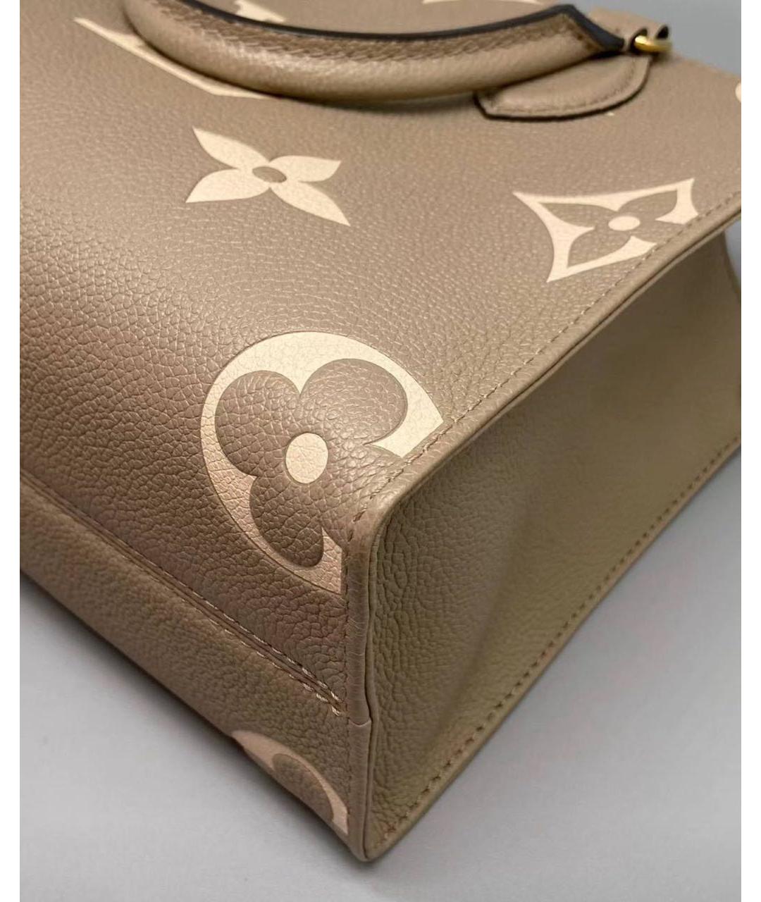 LOUIS VUITTON Бежевая кожаная сумка через плечо, фото 7