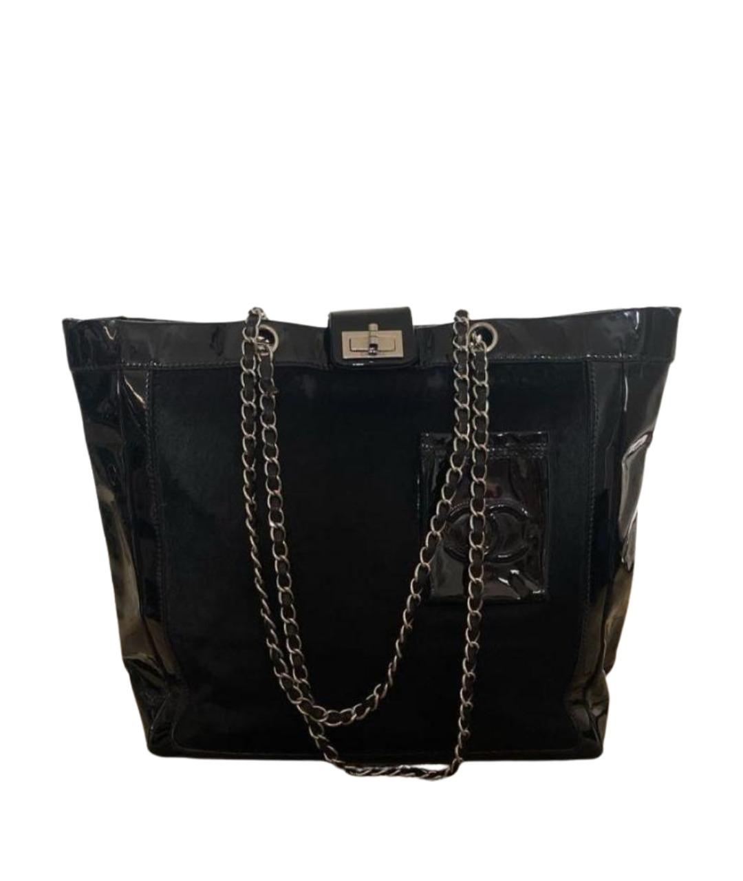 CHANEL Черная сумка тоут из лакированной кожи, фото 1