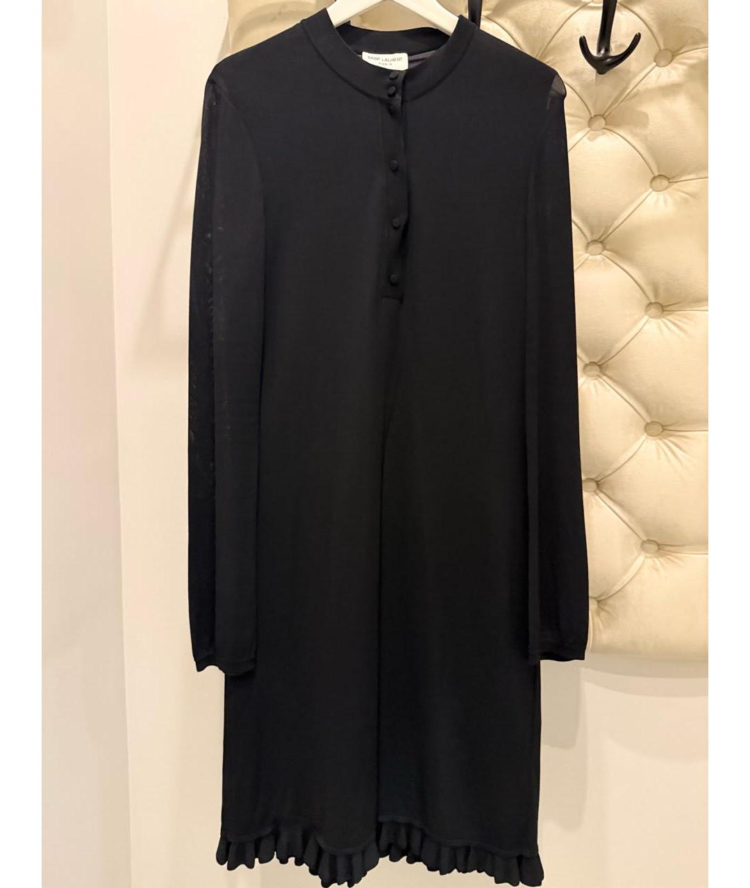 SAINT LAURENT Черное вискозное повседневное платье, фото 4