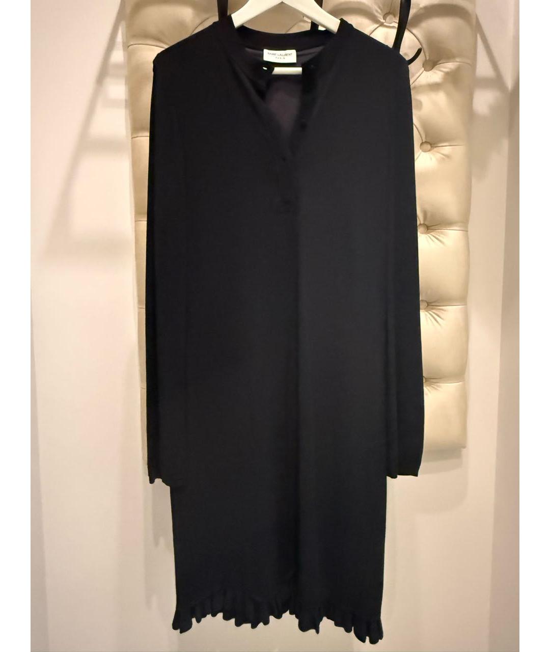 SAINT LAURENT Черное вискозное повседневное платье, фото 7