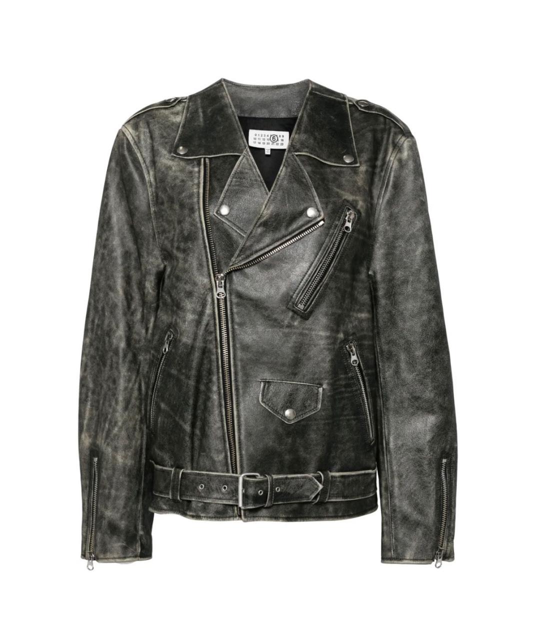 MM6 MAISON MARGIELA Антрацитовая кожаная куртка, фото 9