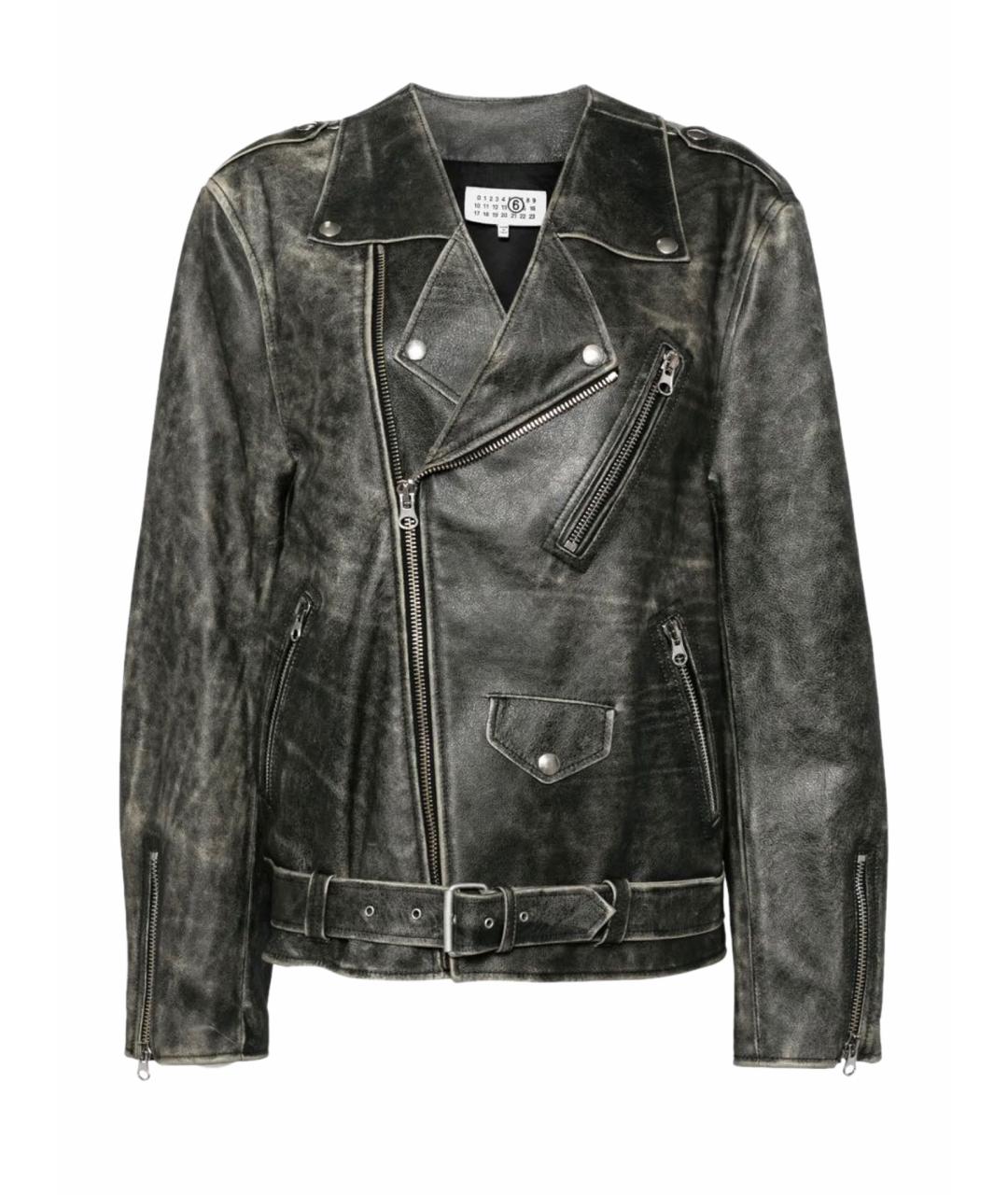 MM6 MAISON MARGIELA Антрацитовая кожаная куртка, фото 1