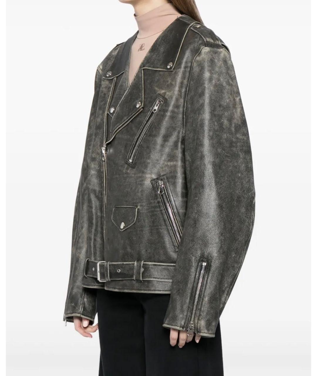 MM6 MAISON MARGIELA Антрацитовая кожаная куртка, фото 4