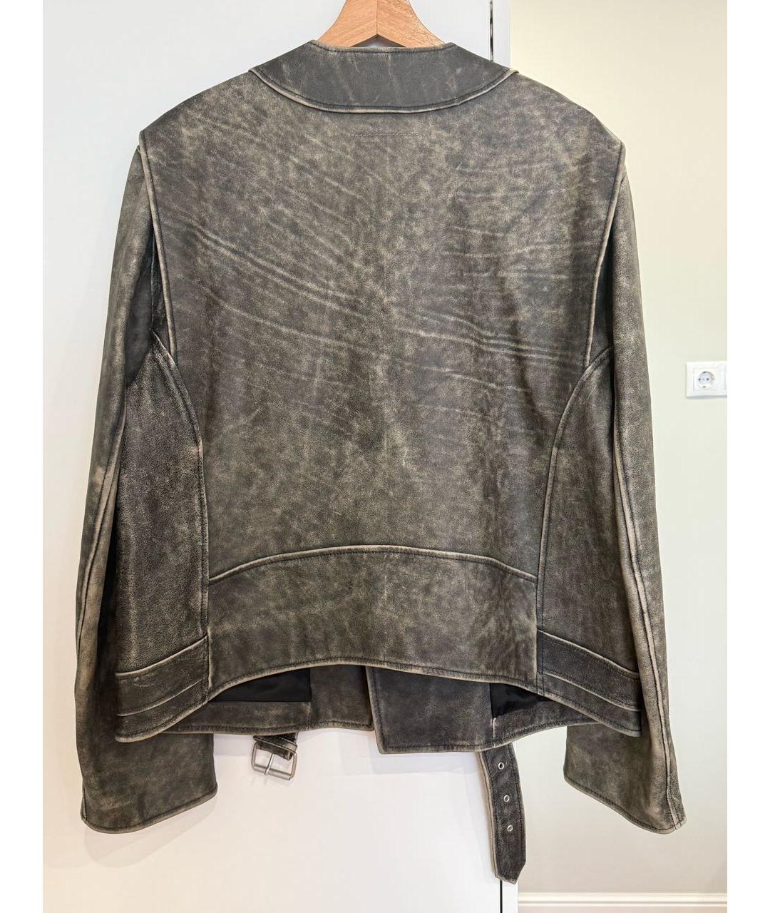 MM6 MAISON MARGIELA Антрацитовая кожаная куртка, фото 3