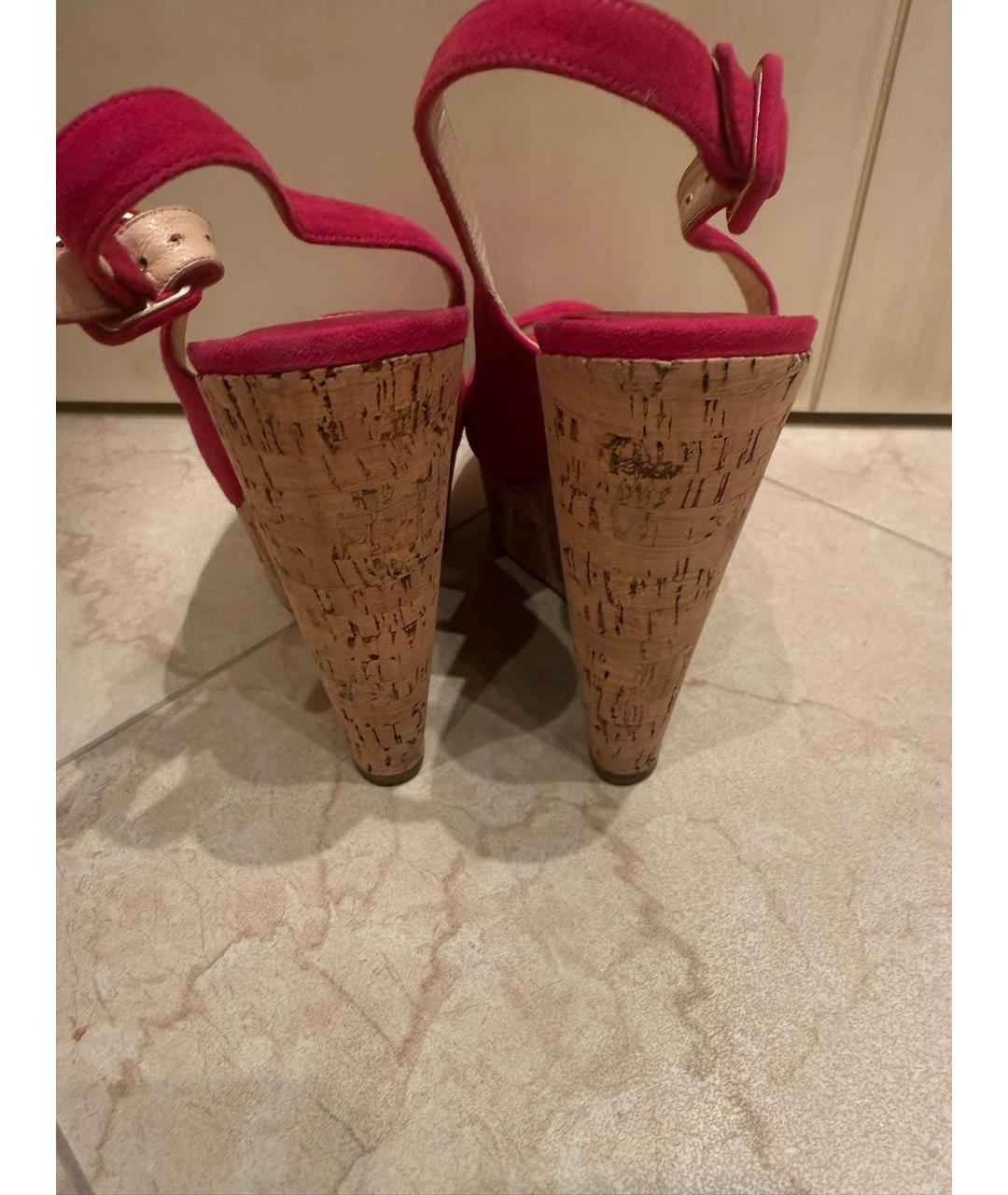 CHRISTIAN LOUBOUTIN Фуксия замшевые босоножки, фото 4
