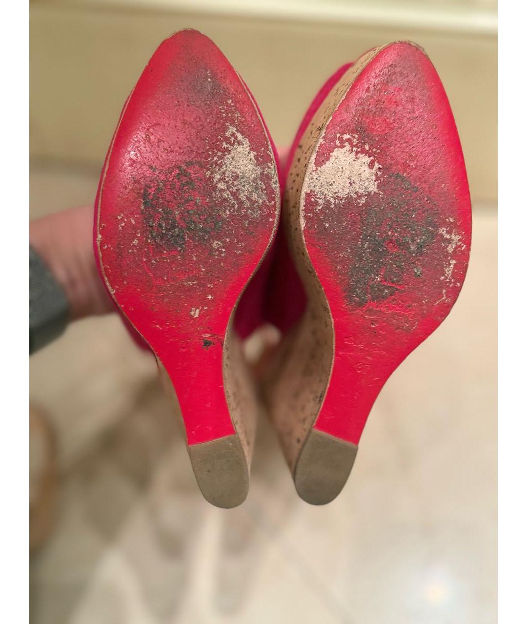 CHRISTIAN LOUBOUTIN Фуксия замшевые босоножки, фото 3