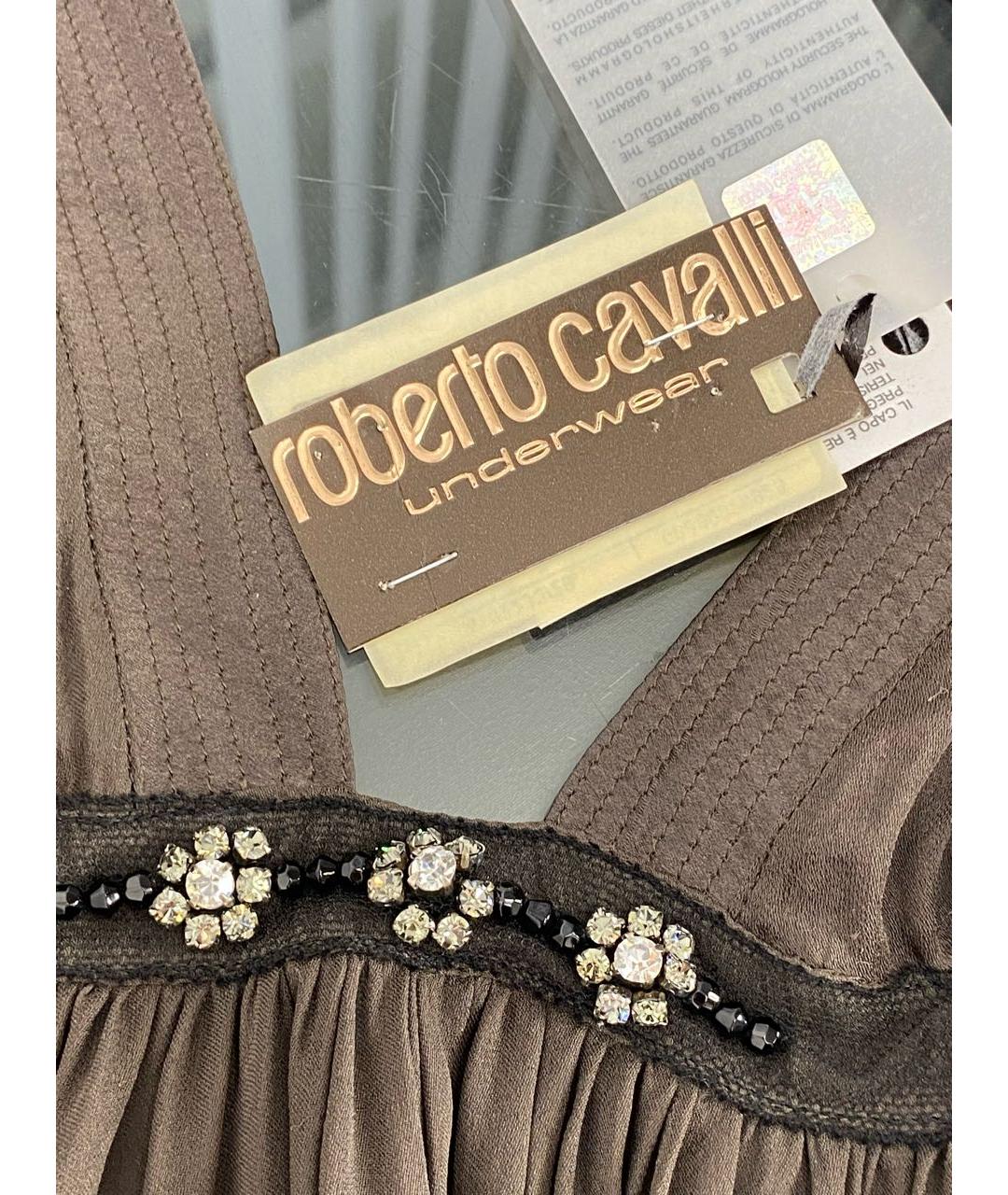 ROBERTO CAVALLI Коричневое шелковое платье, фото 4