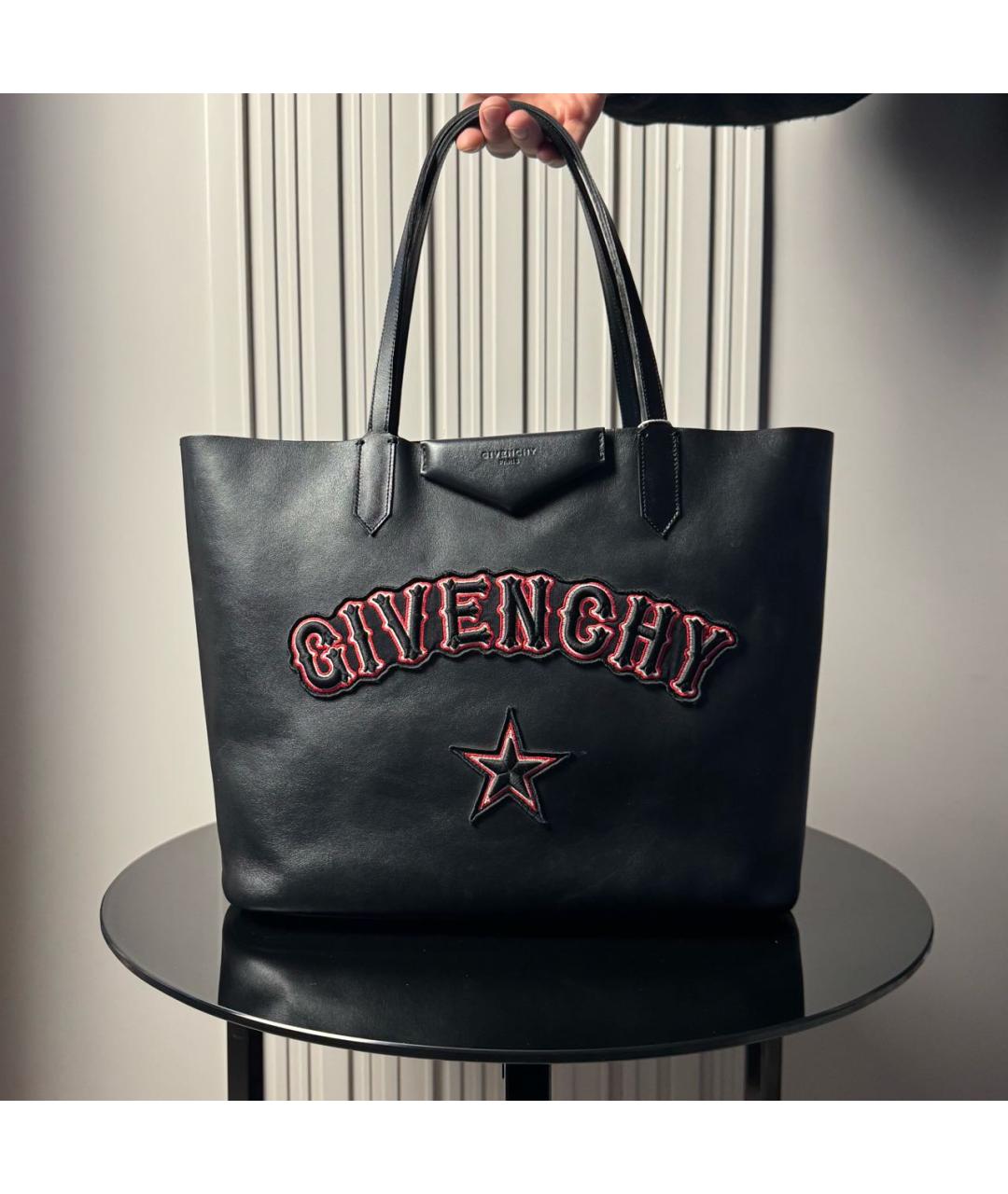 GIVENCHY Черная кожаная сумка тоут, фото 5