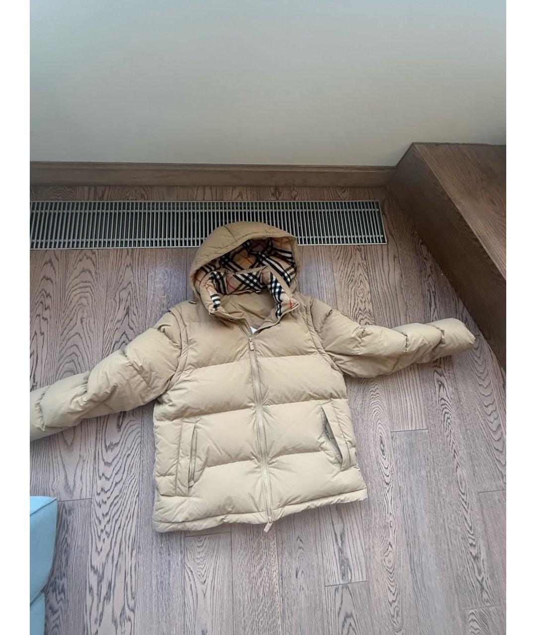 BURBERRY Бежевый шерстяной пуховик, фото 5