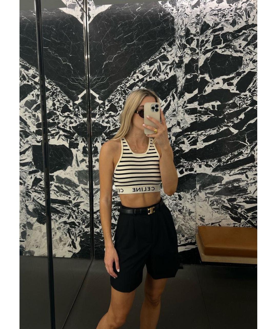 CELINE Белая хлопко-эластановая майка, фото 6