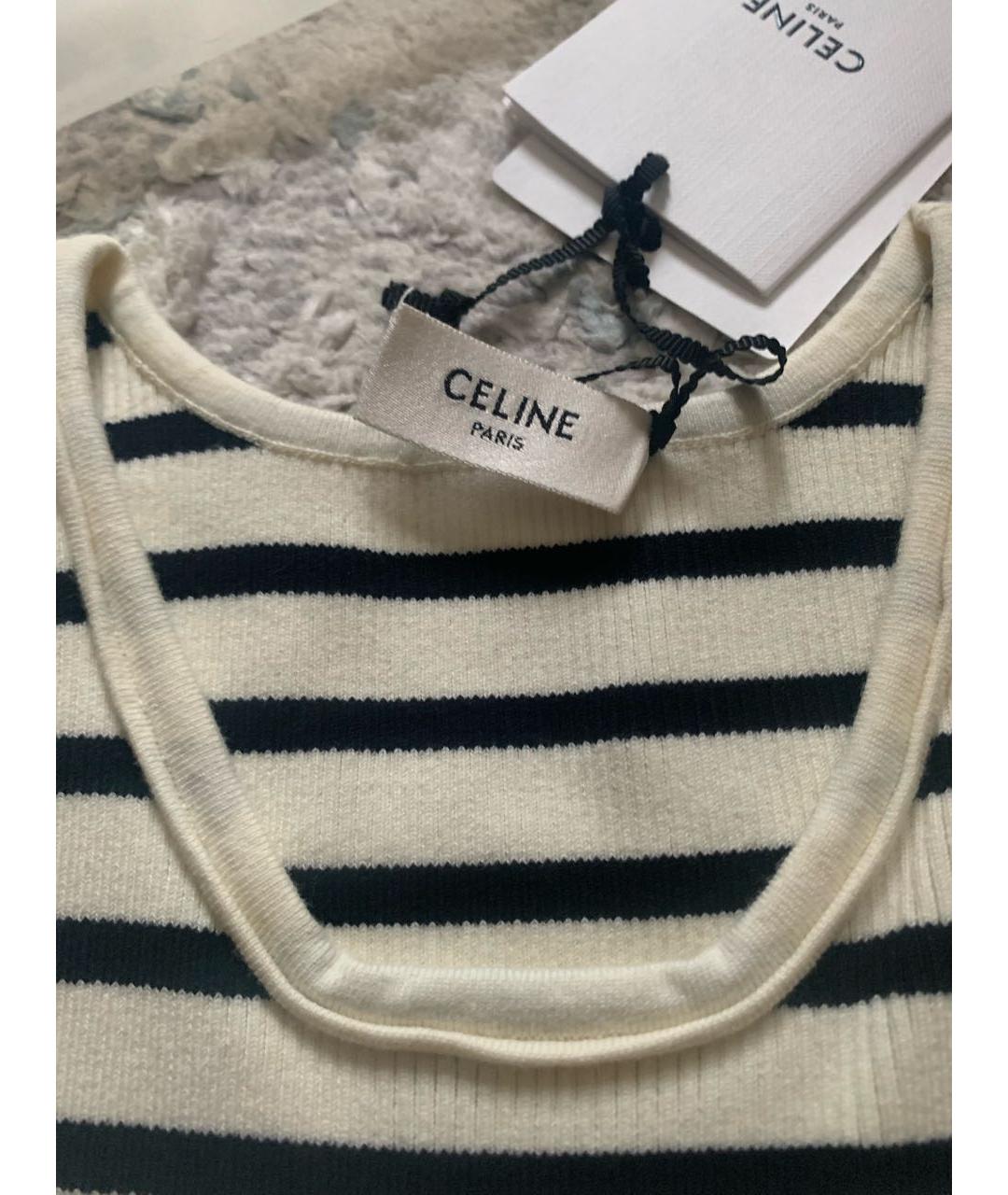 CELINE Белая хлопко-эластановая майка, фото 3