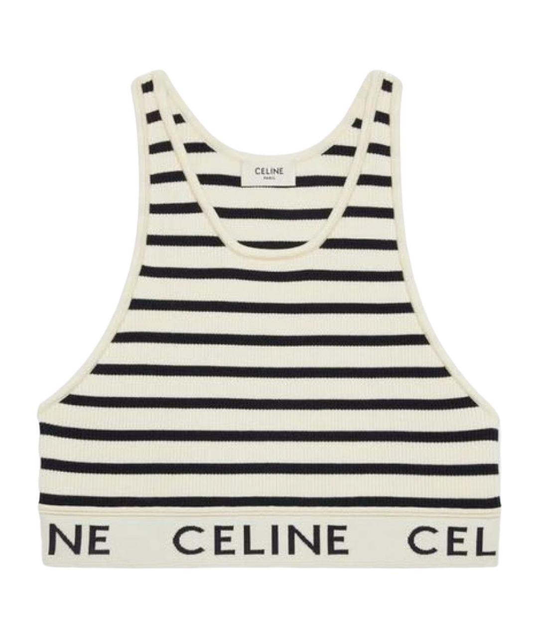 CELINE Белая хлопко-эластановая майка, фото 1