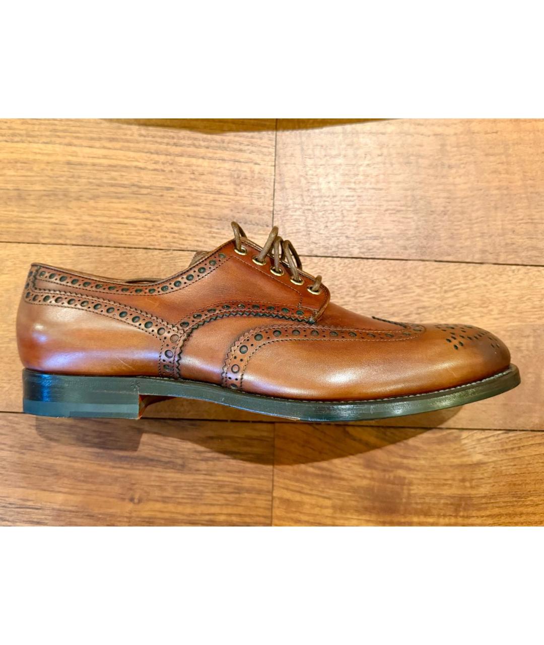 SANTONI Коричневые кожаные низкие ботинки, фото 8