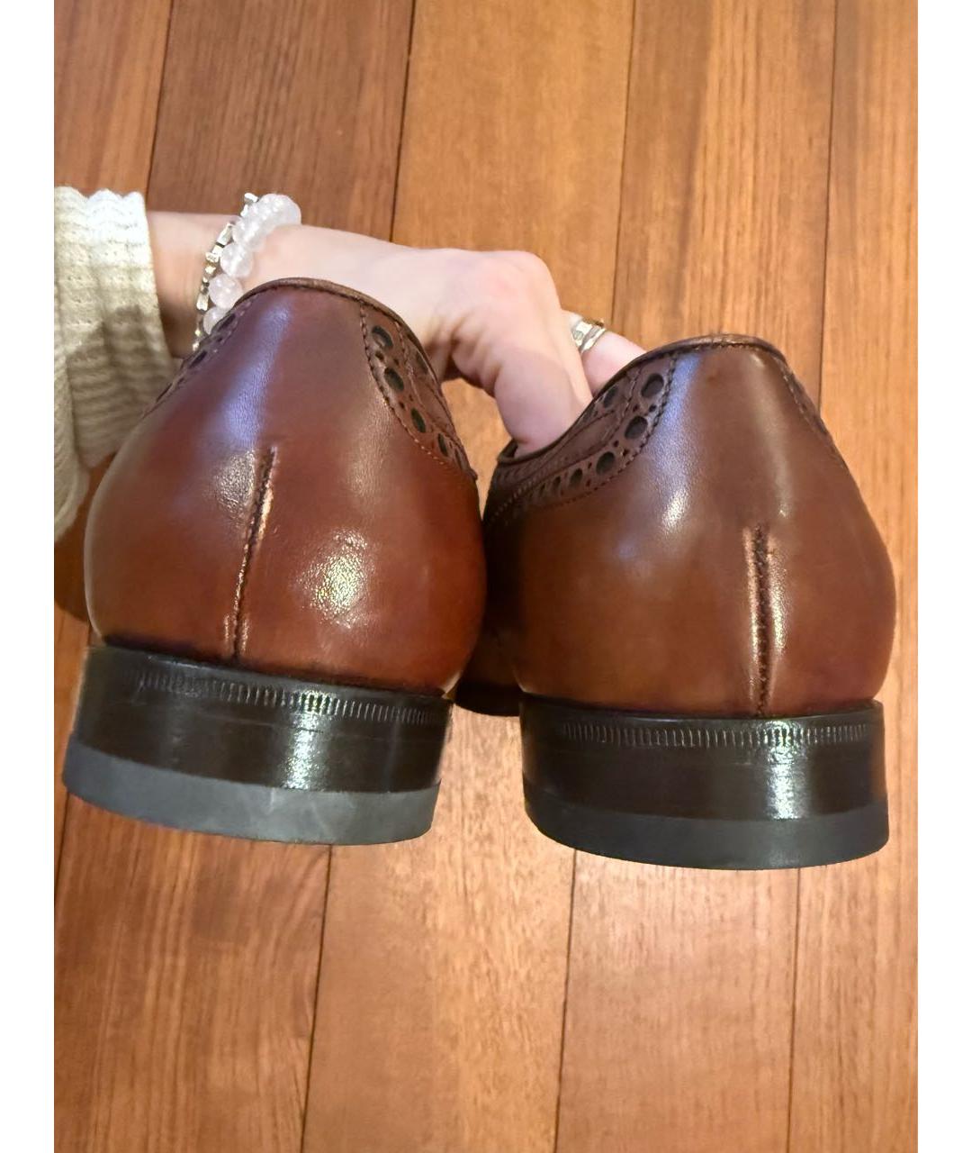 SANTONI Коричневые кожаные низкие ботинки, фото 4