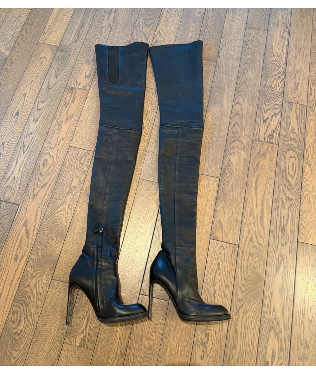 HAIDER ACKERMANN Черные кожаные ботфорты, фото 9