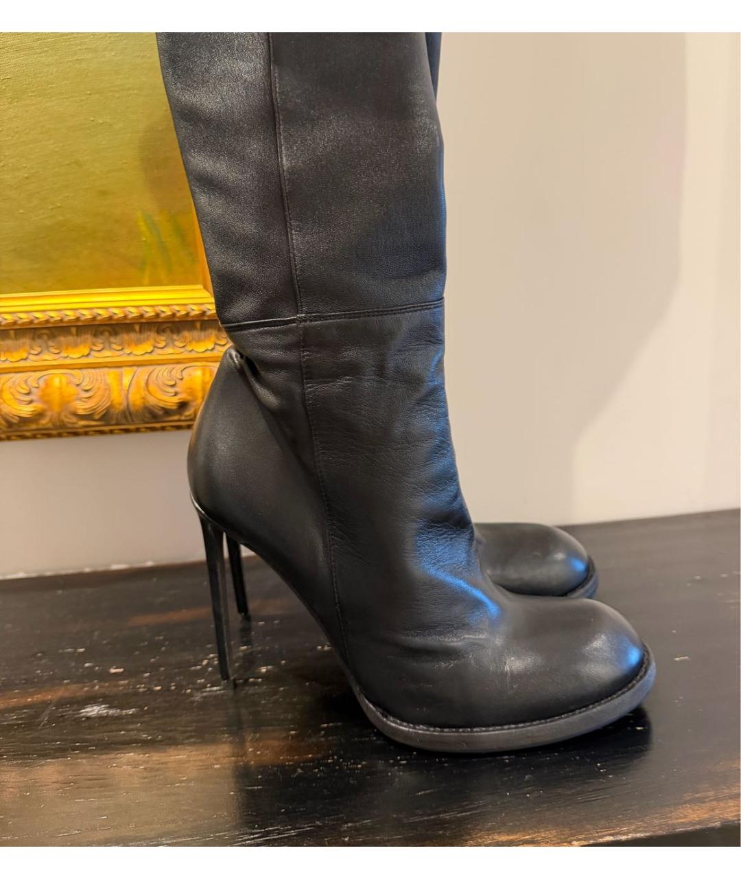 HAIDER ACKERMANN Черные кожаные ботфорты, фото 2