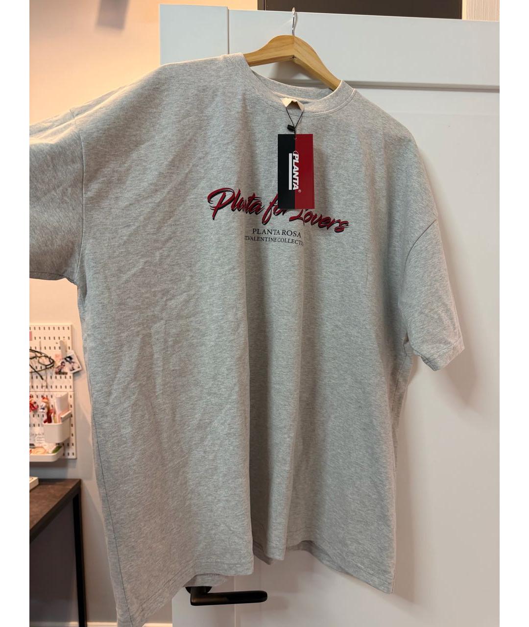 PLANTA ROSA Серая хлопковая футболка, фото 2