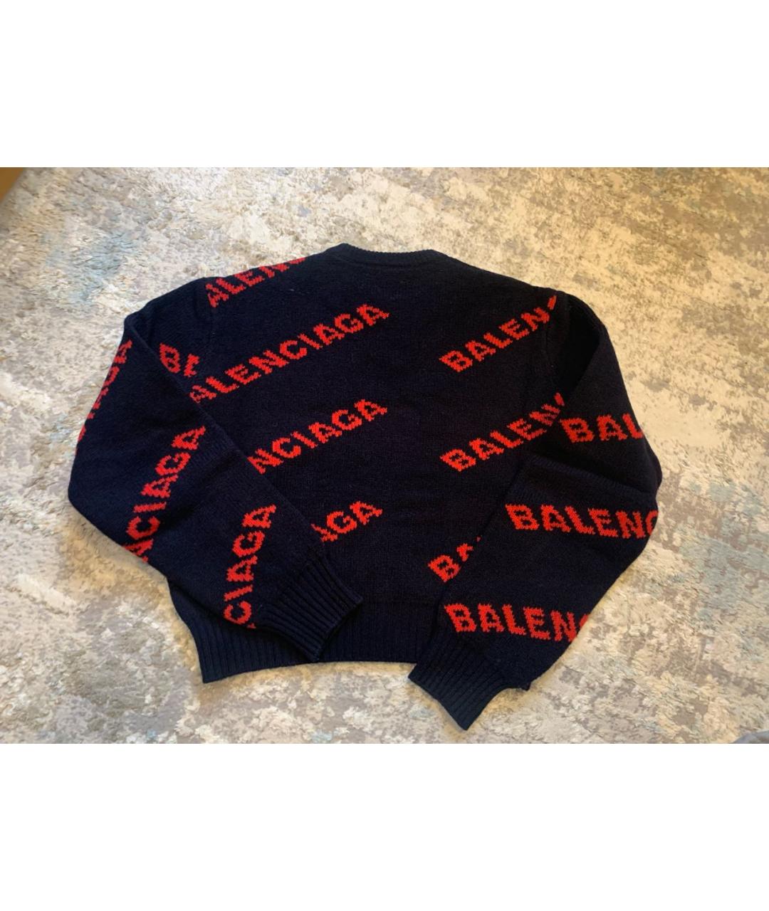 BALENCIAGA Темно-синий шерстяной джемпер / свитер, фото 4