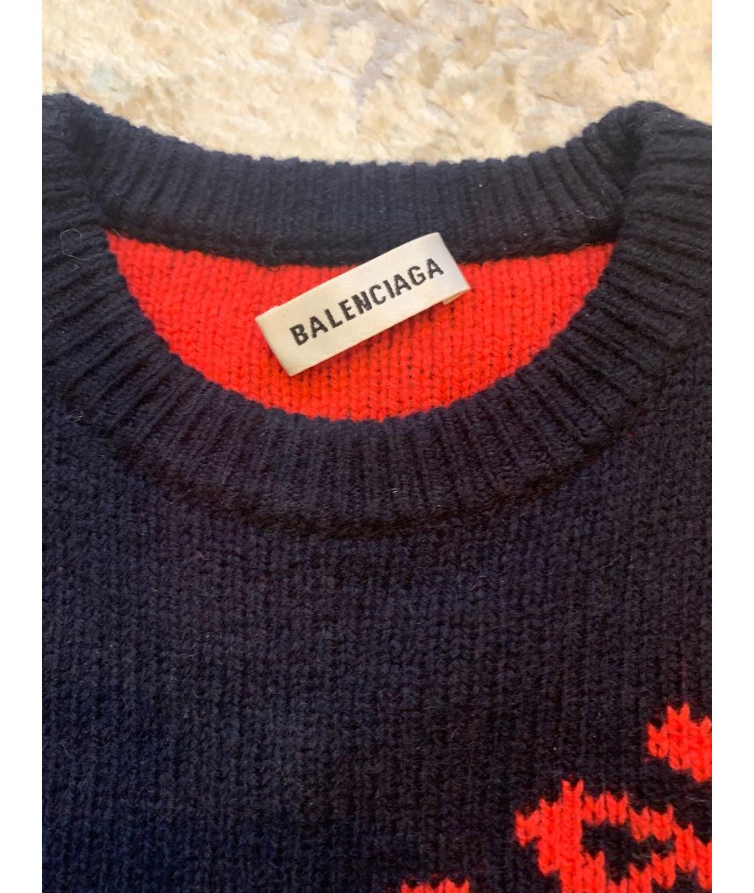 BALENCIAGA Темно-синий шерстяной джемпер / свитер, фото 6