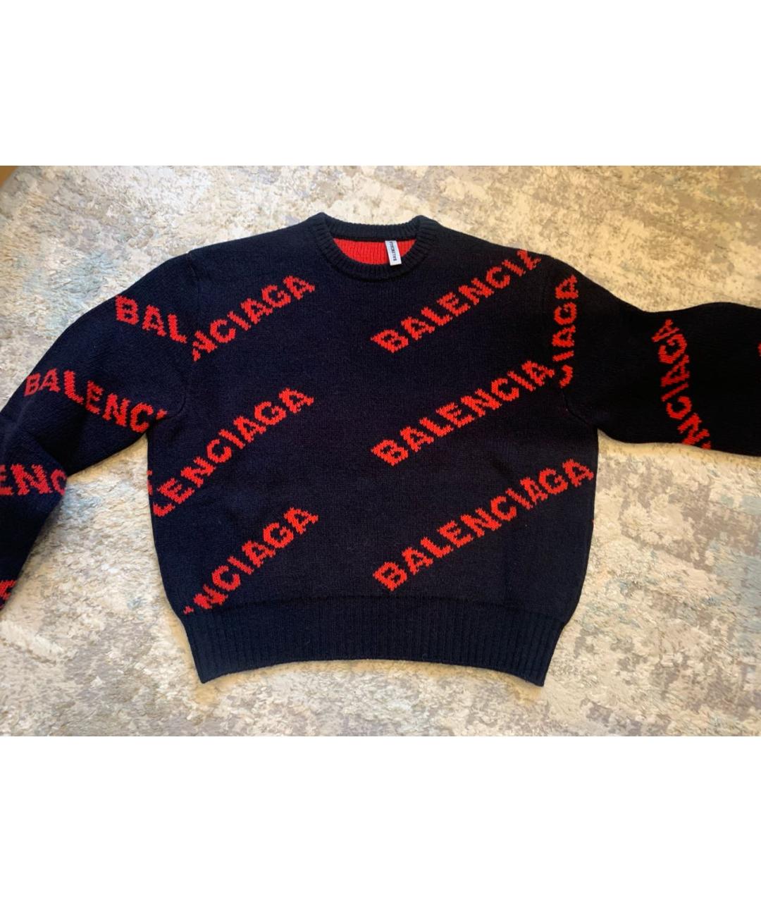 BALENCIAGA Темно-синий шерстяной джемпер / свитер, фото 3