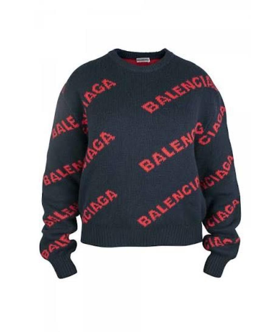 BALENCIAGA Темно-синий шерстяной джемпер / свитер, фото 8