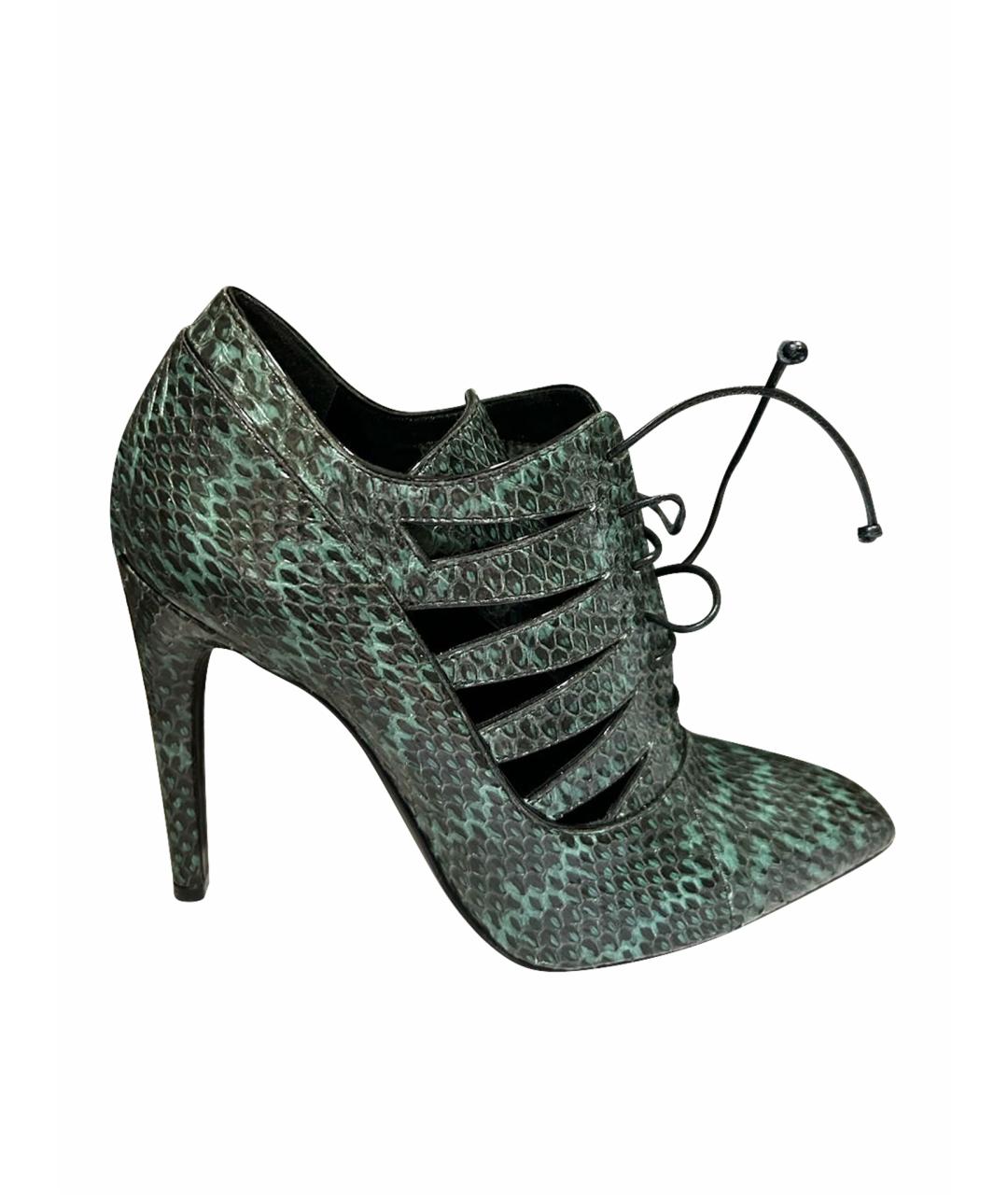 BOTTEGA VENETA Зеленые кожаные ботильоны, фото 1