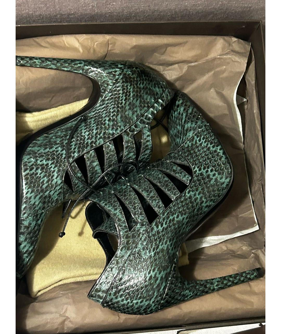 BOTTEGA VENETA Зеленые кожаные ботильоны, фото 7