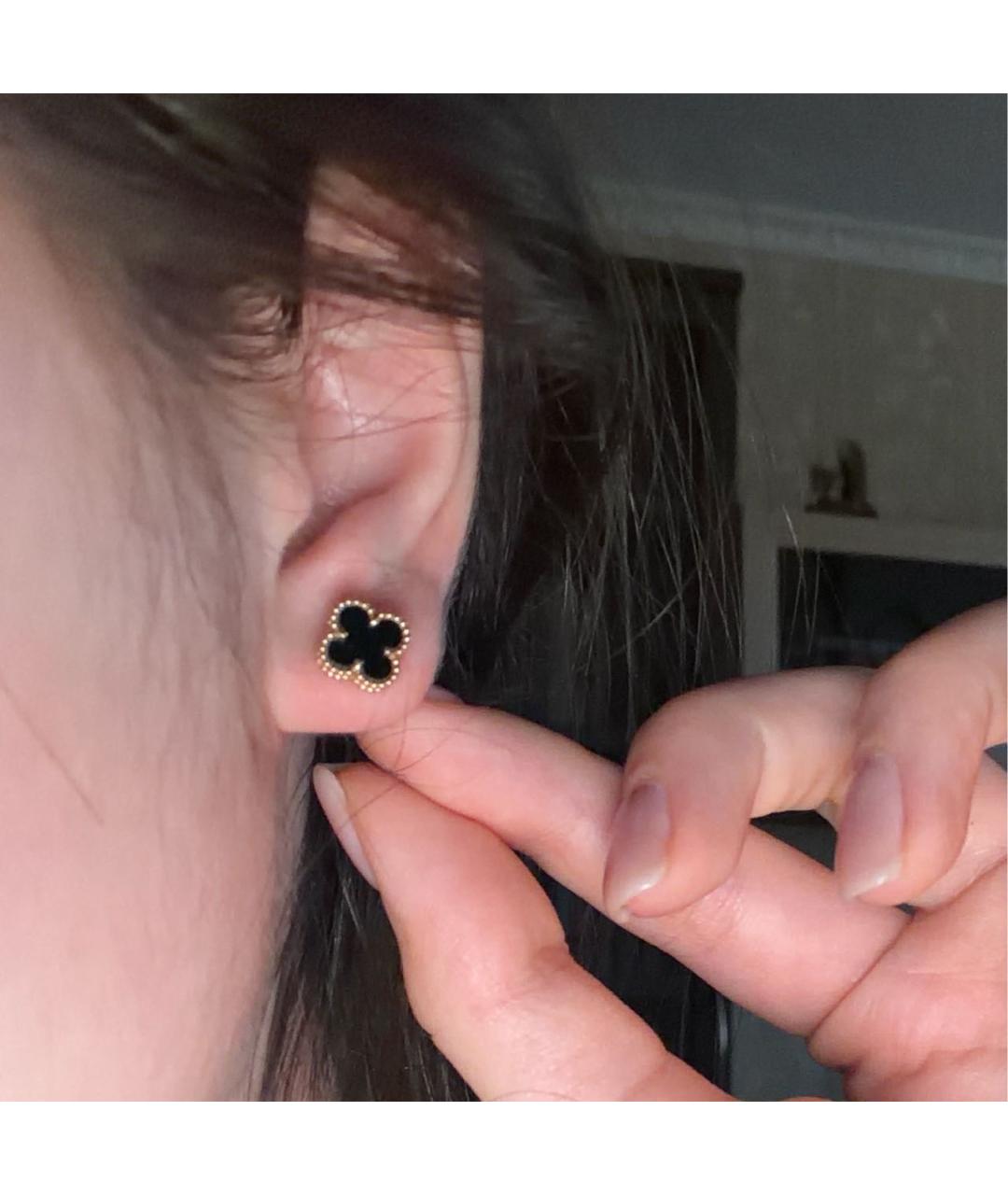 VAN CLEEF & ARPELS Черные серьги из желтого золота, фото 4