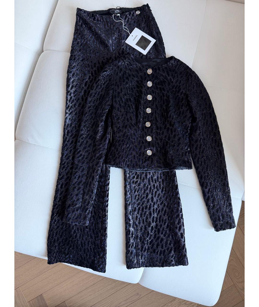 CHANEL Темно-синий вискозный костюм с брюками, фото 8