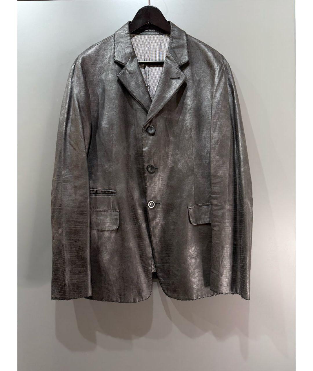 EMPORIO ARMANI Серый хлопковый пиджак, фото 8