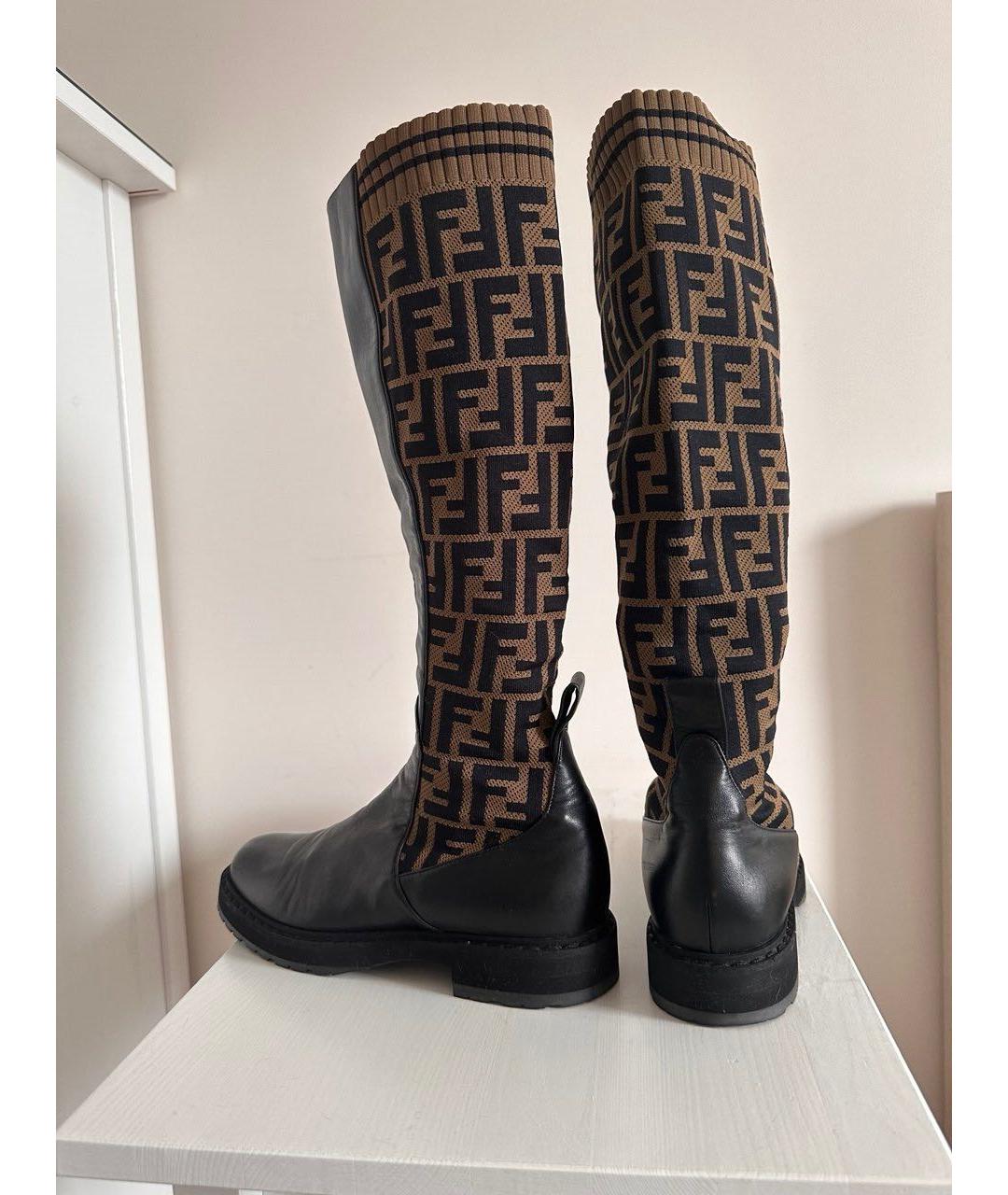 FENDI Черные кожаные сапоги, фото 4