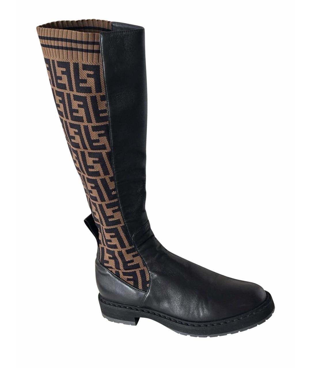 FENDI Черные кожаные сапоги, фото 9