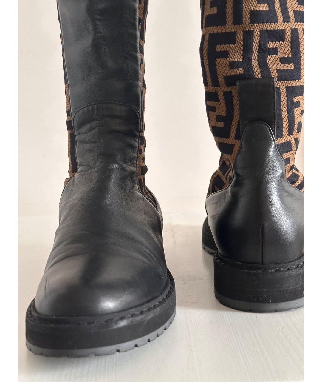 FENDI Черные кожаные сапоги, фото 3