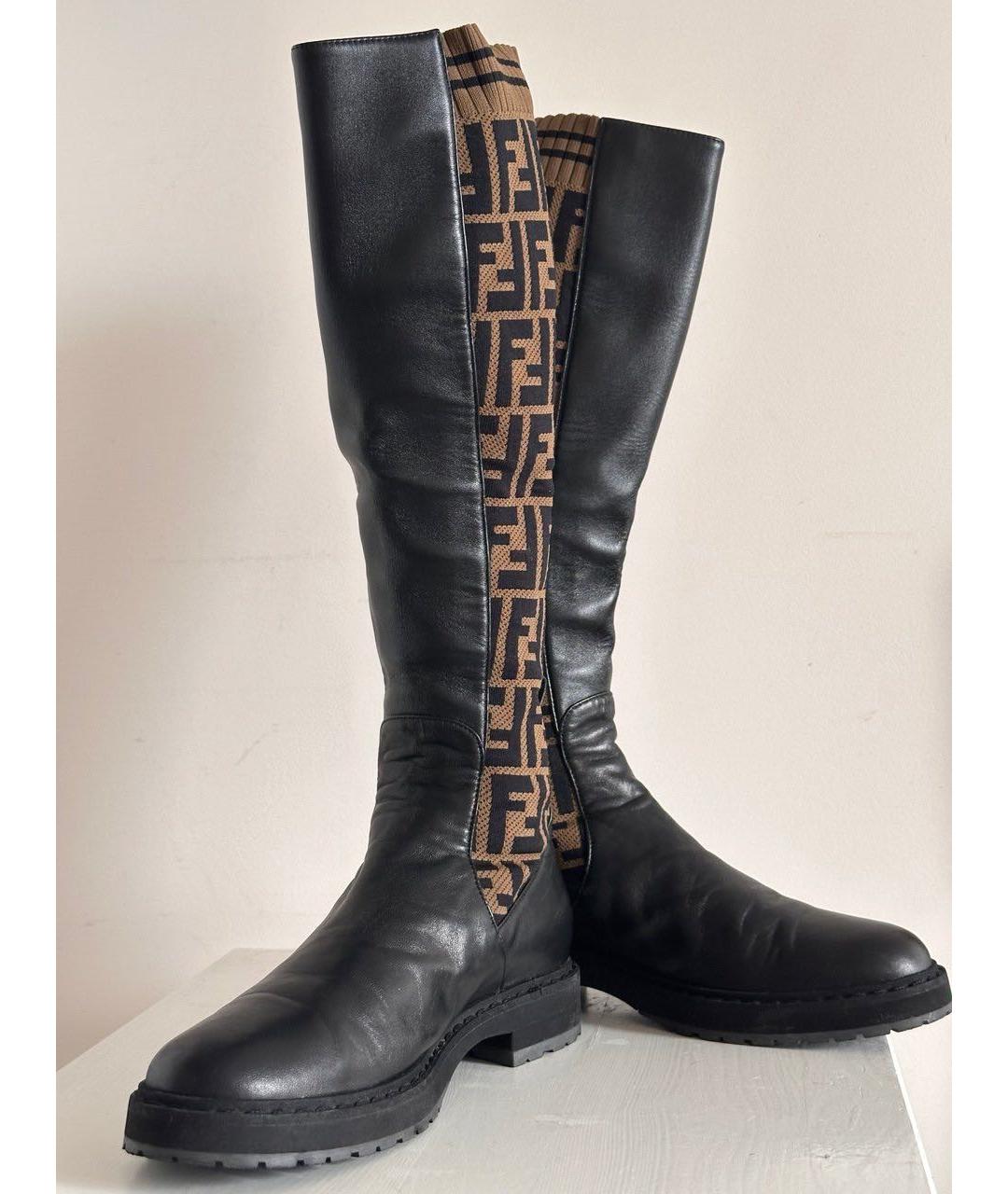 FENDI Черные кожаные сапоги, фото 6