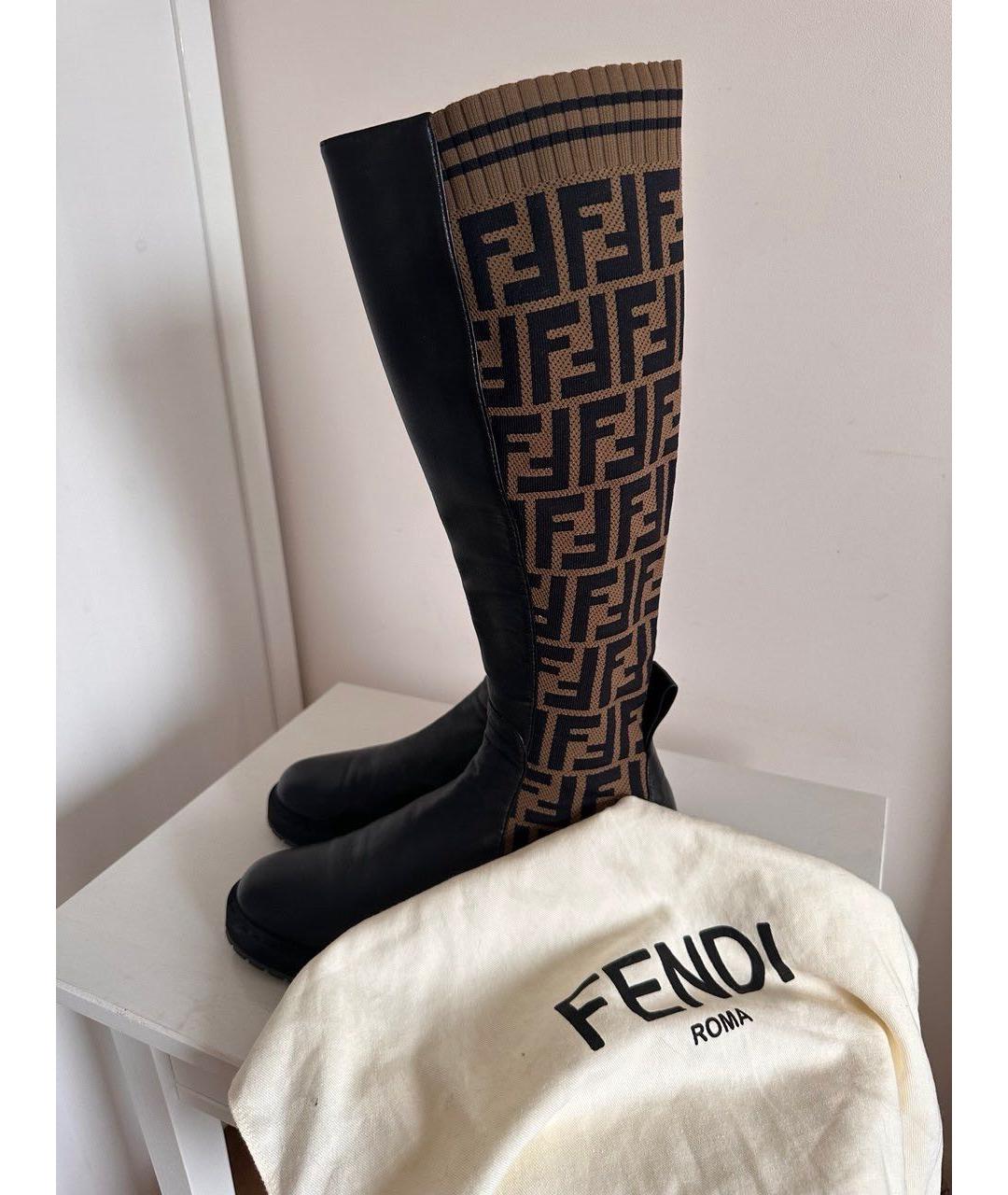 FENDI Черные кожаные сапоги, фото 7