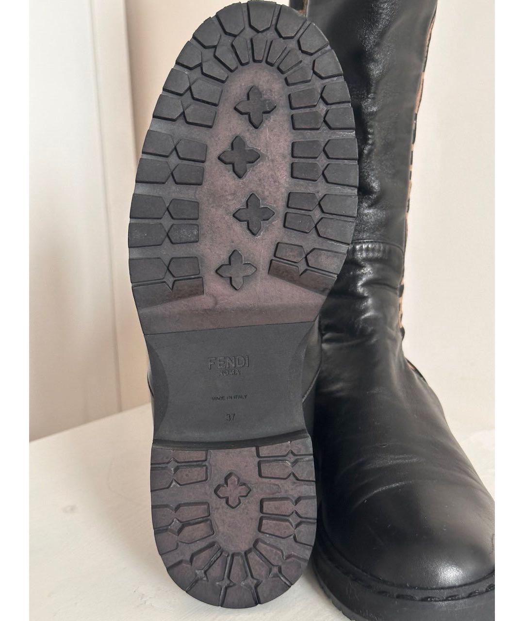 FENDI Черные кожаные сапоги, фото 5
