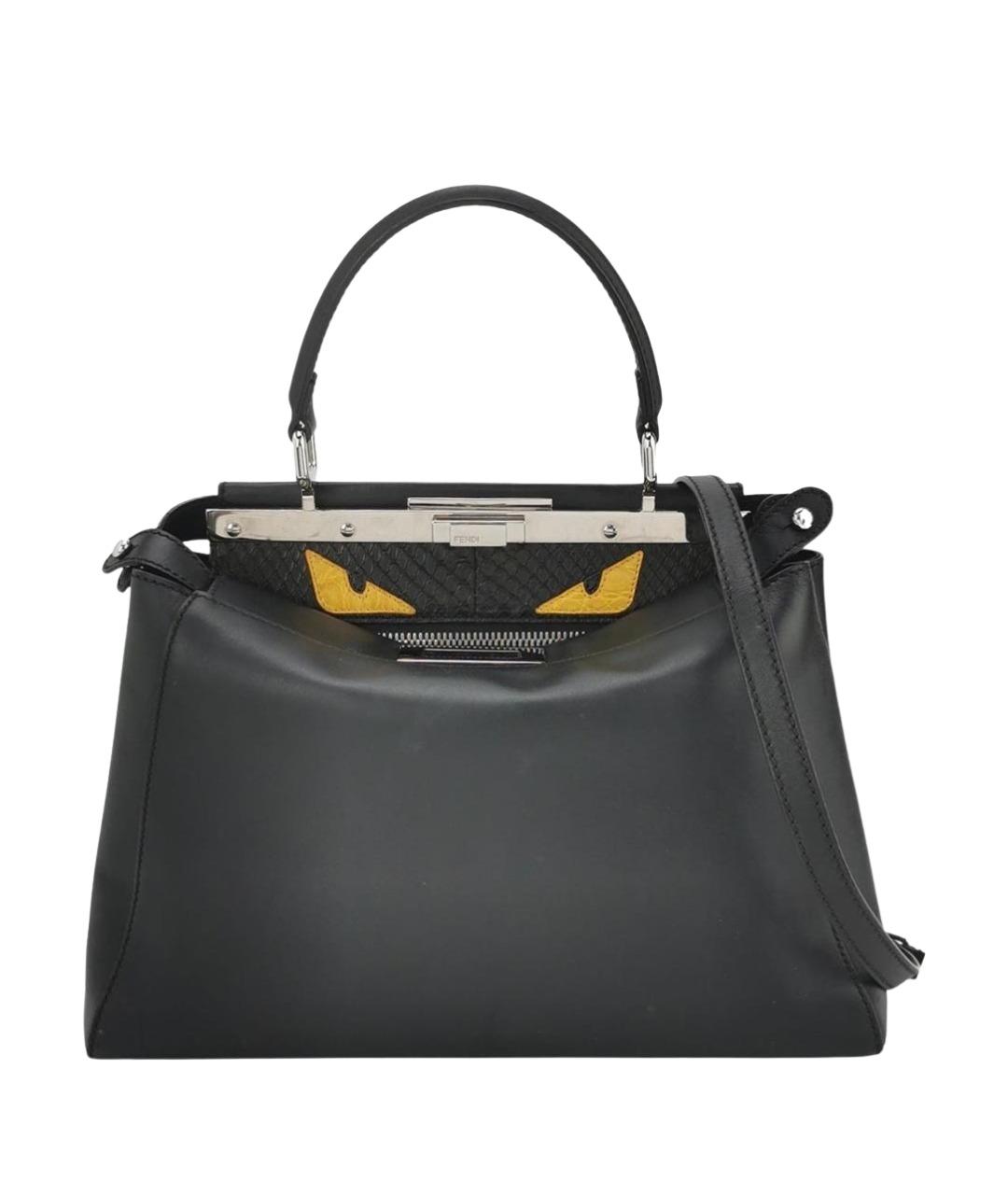 FENDI Черная кожаная сумка тоут, фото 1