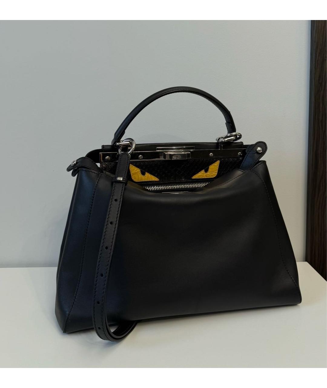 FENDI Черная кожаная сумка тоут, фото 2