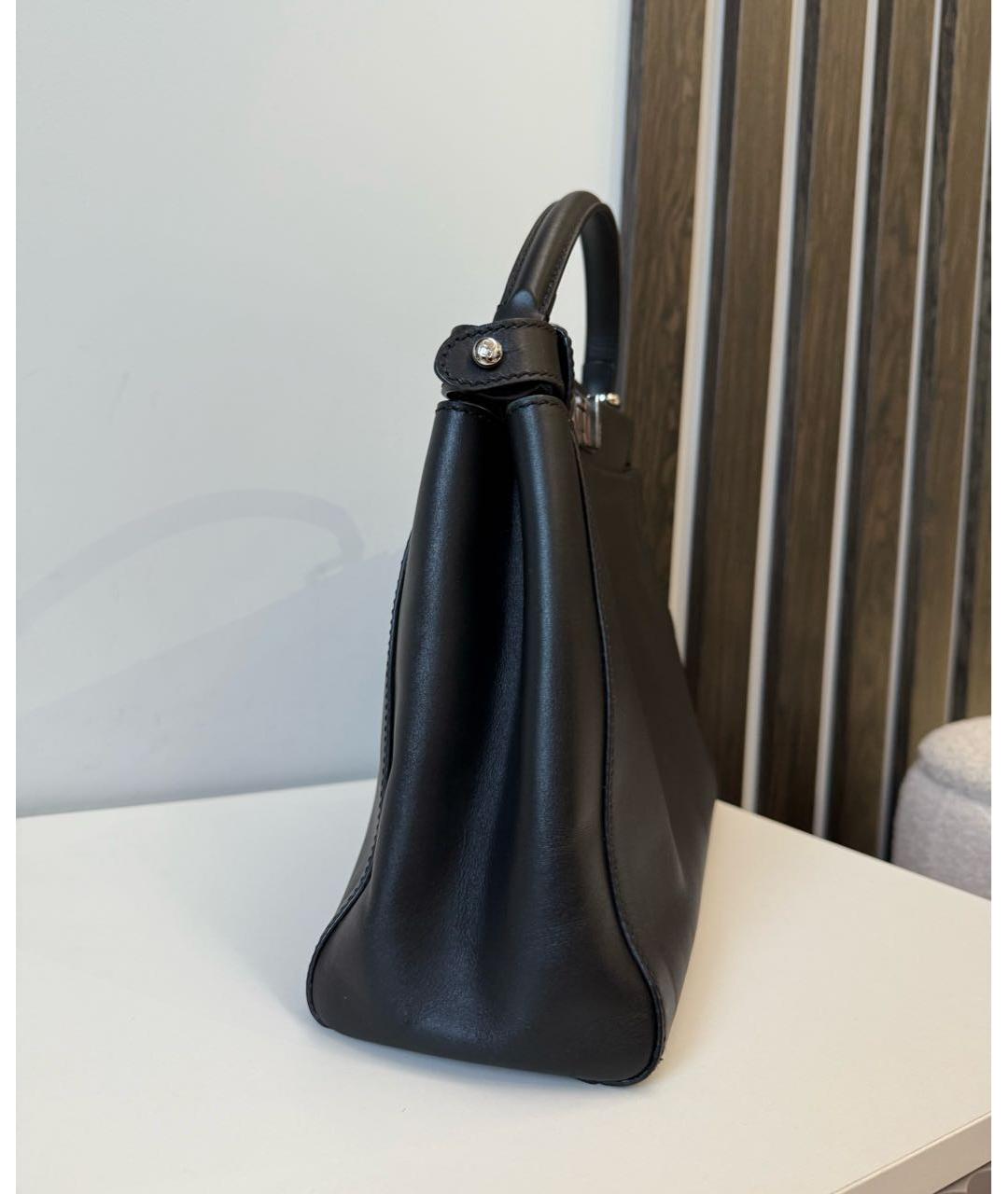 FENDI Черная кожаная сумка тоут, фото 5