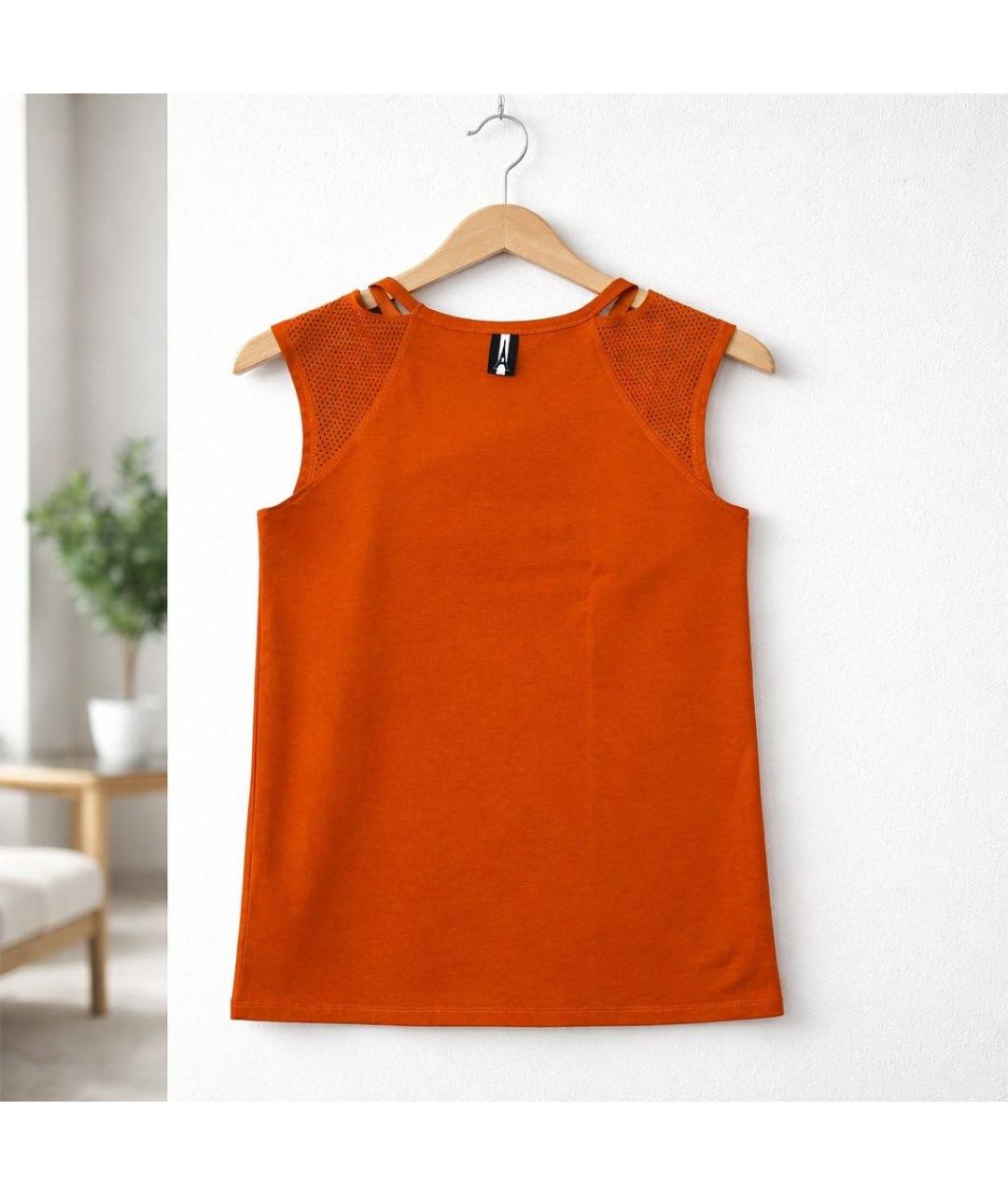 KARL LAGERFELD Оранжевая хлопко-эластановая майка, фото 3