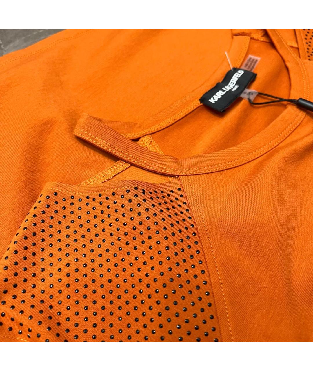 KARL LAGERFELD Оранжевая хлопко-эластановая майка, фото 6